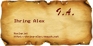 Ihring Alex névjegykártya